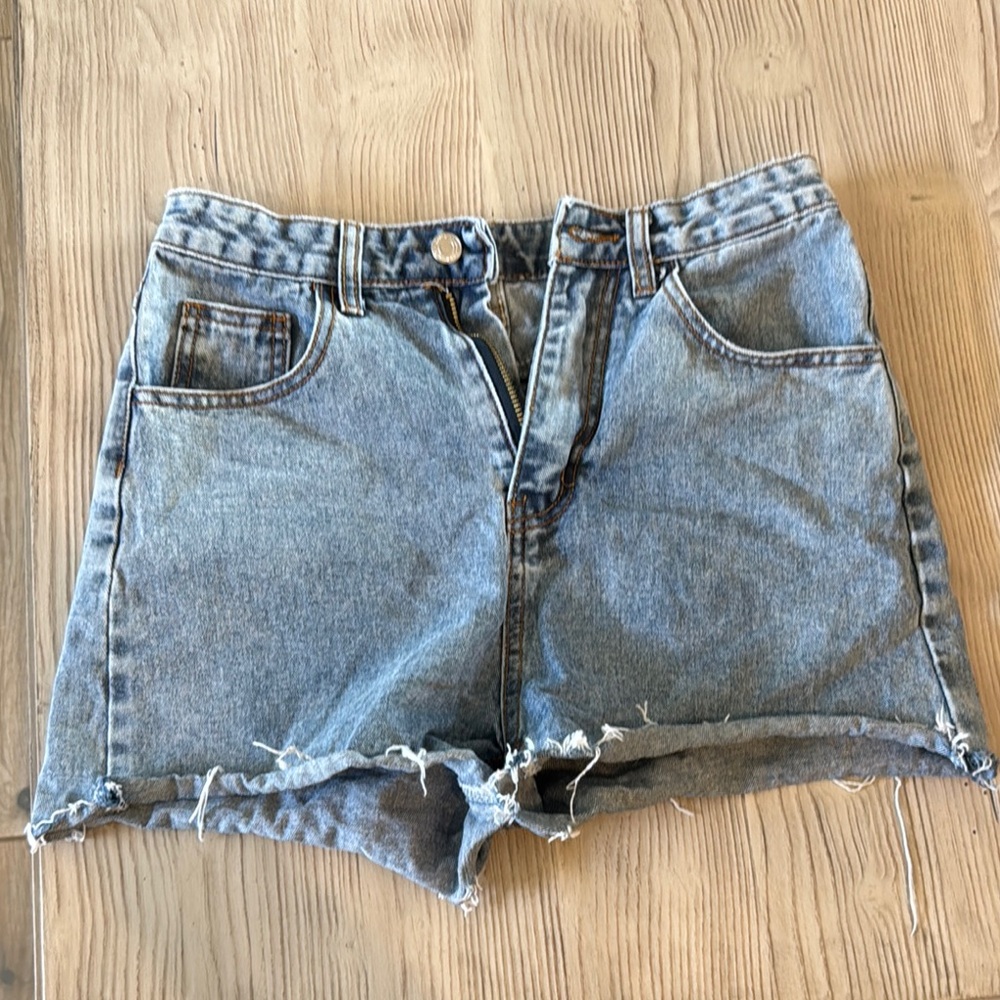 SHEIN Blue Jean Shorts Distressed Cut-Off Style